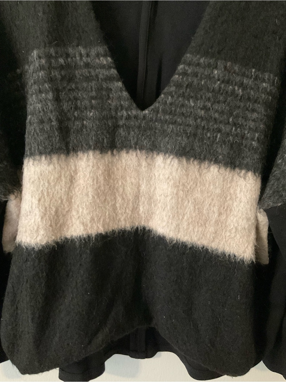 L.A.M.B Gwen Stephani Black Gray Alpaca Wool Blend Sweater Striped P Small PS - Picture 2 of 4